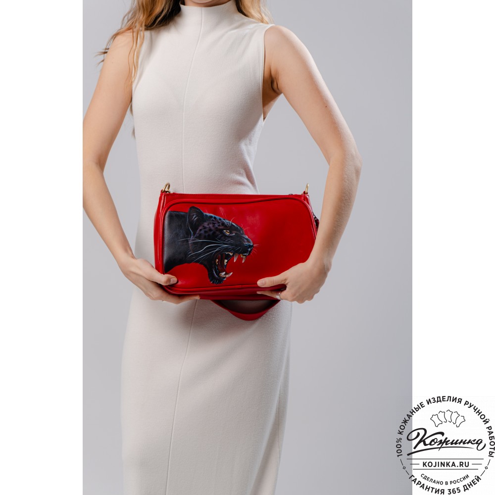 Женская кожаная сумка "Эмма" "Пантера" (красный)